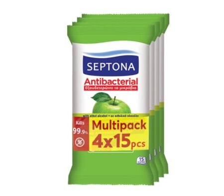 SEPTONA WIPES GREEN APPLE 4x15PCS
