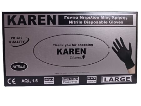 KAREN BLACK DISPOSABLE GLOVES L 100PCS