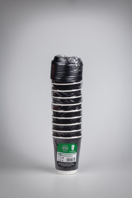 PIP PAPER CUPS & LID 355ML X10PCS