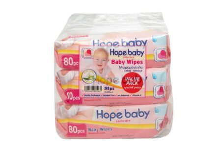 HOPE BABY WIPES LARGE PINK 3X80'S